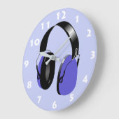 DJブルーミュージックヘッドホンデザイン ラージ壁時計 (傾斜)