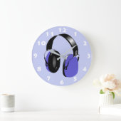 DJブルーミュージックヘッドホンデザイン ラージ壁時計 (ホーム)