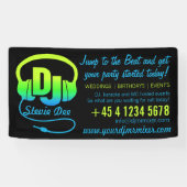 DJヘッドフォンがブラックプロモーションで緑の青 横断幕 (横)