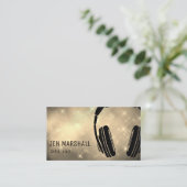 DJヘッドフォンのフェイクグリッター 名刺 (スタンド正面)