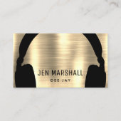 DJヘッドフォンのフェイク金ゴールドフォイル効果 名刺 (正面)