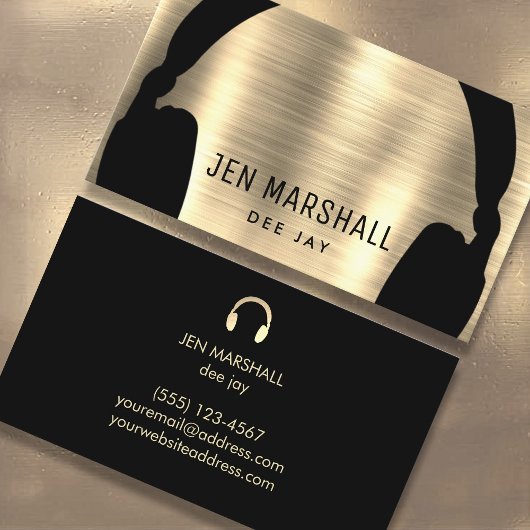 DJヘッドフォンのフェイク金ゴールドフォイル効果 名刺