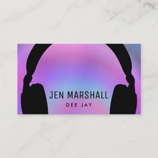 DJヘッドフォンのホログラフィフェイクック勾配 名刺 (正面)