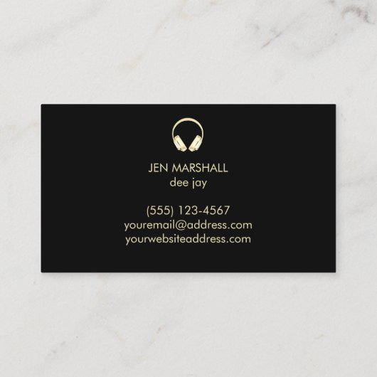 DJヘッドフォンのメタリックフェイクデジタル効果 名刺 (裏面)