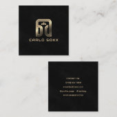 DJヘッドフォンイニシャルロゴ スクエア名刺 (正面/裏面)