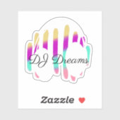 DJヘッドフォンサウンドウェーブミュージックカスタム名 シール (シート)