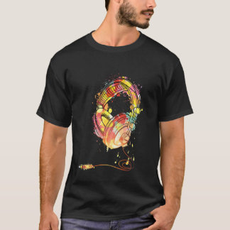 DJヘッドフォンミュージックサウンド長袖 Tシャツ
