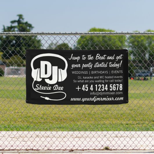 DJヘッドフォン白黒プロモーション 横断幕 (インサイチュ)