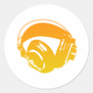DJヘッドフォン – Music Disk Jockey DJing Loud ラウンドシール