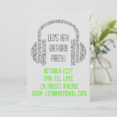 DJミュファンキーージクールック10代の少年の誕生日パーティー 招待状 (スタンド正面)