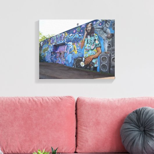 DJミュージックウォールGraffiti通りアート,アーバン実在 キャンバスプリント (インサイチュ (リビング))