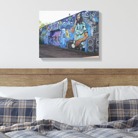 DJミュージックウォールGraffiti通りアート,アーバン実在 キャンバスプリント (インサイチュ (寝室))