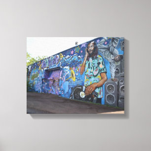 DJミュージックウォールGraffiti通りアート,アーバン実在 キャンバスプリント