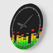 DJミュージックグラフィックのビートからのイコライザービブ ラージ壁時計 (傾斜)