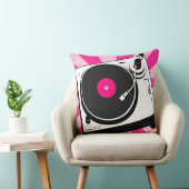 Djミュージックターンテーブルディスクジョッキー装飾用クッションピンク クッション (椅子)