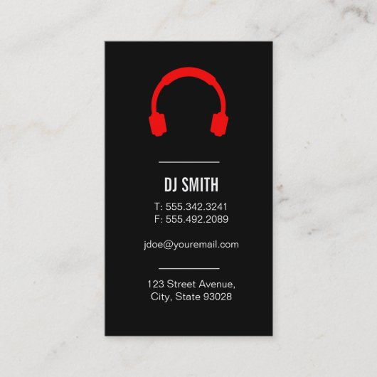 Djミュージックヘッドフォン白黒 名刺 (正面)