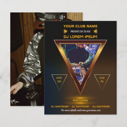 DJミュージック＆ダンスライブの写真招待状 招待状 (正面/裏面)