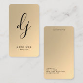 DJモノグラフェイクム金ゴールドプロフェッショナルモダン 名刺 (正面/裏面)