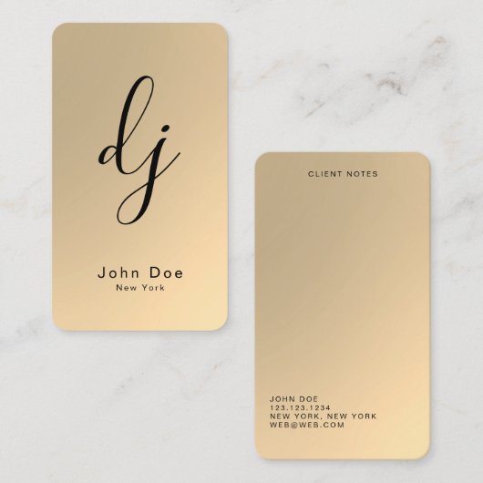 DJモノグラフェイクム金ゴールドプロフェッショナルモダン 名刺 (正面/裏面)