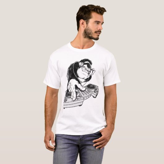 DJモンキーターンテーブルの男性用Tシャツ Tシャツ (正面フル)
