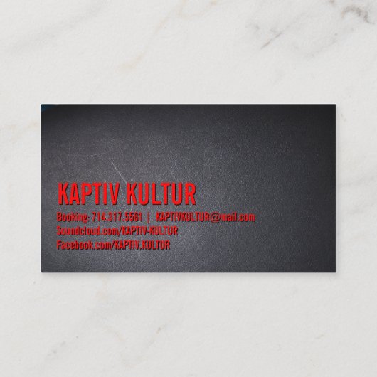 DJレッドはっきりした文字ダークエレガントミニマリスト 名刺 (裏面)