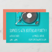DJレトロファンキー10代の女の子の誕生日パーティー 招待状 (正面/裏面)