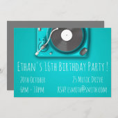 DJレトロファンキー10代の男の子のバースデーパーティー 招待状 (正面/裏面)