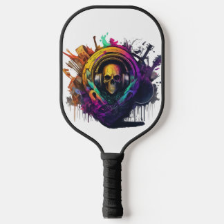 DJロゴと音楽ジャンルのミックス、表現 ピックルボールラケット