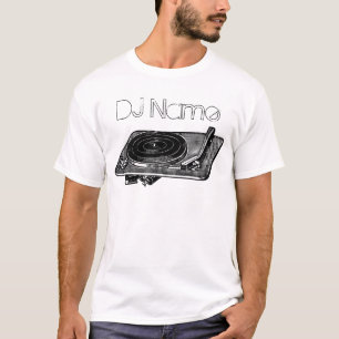 DJヴィンテージイラストレーションレコードプレーヤーT型 Tシャツ