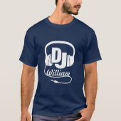 DJ名ヘッドフォン白のダークグラフィックTシャツ Tシャツ (正面)
