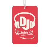 DJ名ヘッドフォン白の赤い空気フレッシュナー カーエアーフレッシュナー (裏面)