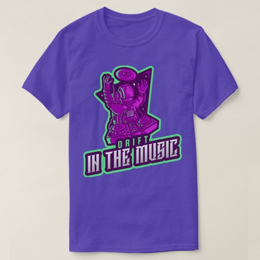DJ宇宙飛行士テクノ電子ハウスダンスミュージック Tシャツ (デザイン正面)