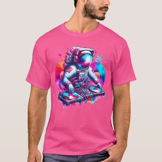 Dj宇宙飛行士Edm音楽Djing宇宙飛行士Psytrance Te Tシャツ (正面)