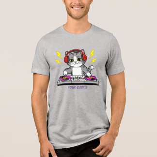 DJ猫のキャラクターイラスト - クールな音楽好きのイラスト トライブレンドTシャツ