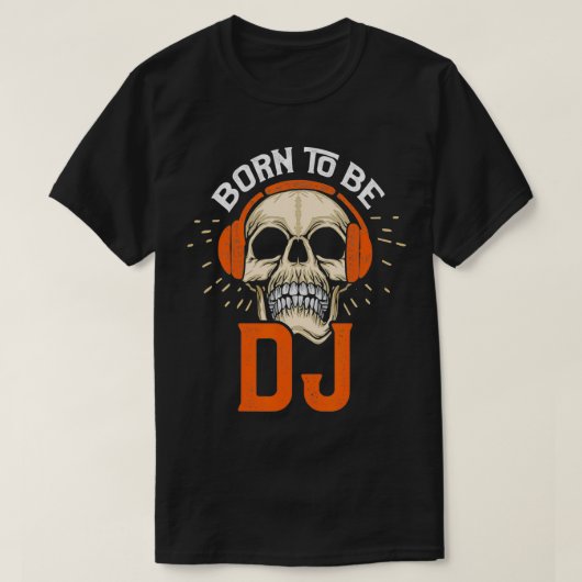 DJ生まれのヴィンテージとヘッドフォンスカルL Tシャツ (デザイン正面)
