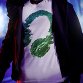 dj用の緑色のグラフィックヘッドフォンtシャツ tシャツ