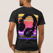 DJ用クール、ヘッドフォン付きストライプ Tシャツ (裏面)