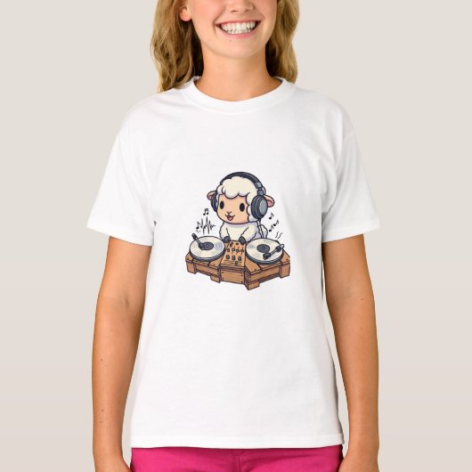 DJ羊のミュージックミキシングキッズ Tシャツ (正面)