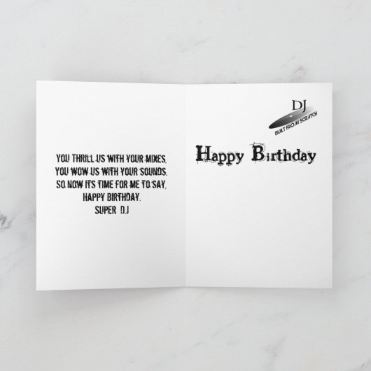 DJ誕生日カード カード (内部)