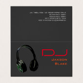 DJ赤オスタイリッシュレンジグレー背景ヘッドフォン 名刺 (外部フラット)