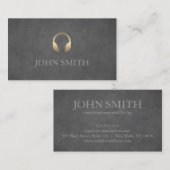 DJ金ゴールドヘッドフォンブラックミュージック 名刺 (正面/裏面)