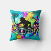 DJ音楽カラフルシーンイラストレーション クッション (裏面)