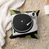 Dj音楽ターンテーブルのディスクジョッキーの装飾用クッションの緑 クッション (ブランケット)