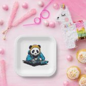 DJ かわいいパンダ ペーパープレート (パーティー)