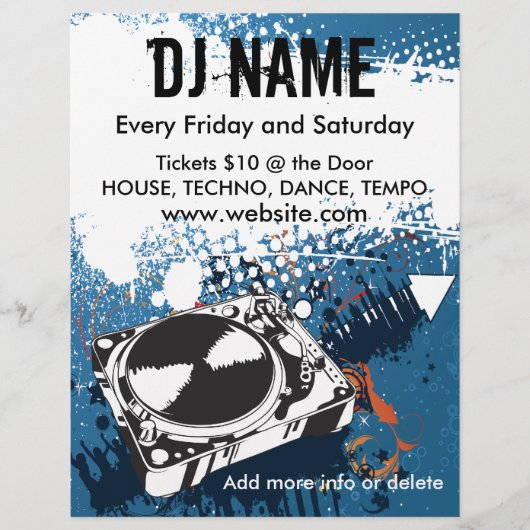 DJ グランジ ミュージック フライヤー (正面)