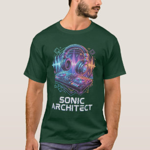 DJ サウンドアーキテクト ネオン DJ ヘッドホン & ミキサー Tシャツ