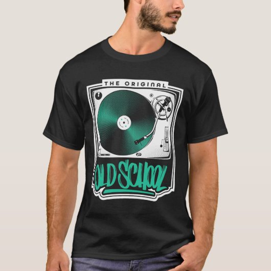 Dj – ザオリジナルオールドスクールターンテーブルFor Vinyl Tシャツ (正面)