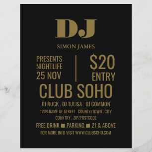 DJ、スタイリッシュクラブイベントズ広告フライヤー チラシ