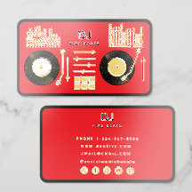 DJ ターンテーブル レコード 赤 メタリック ゴールド箔