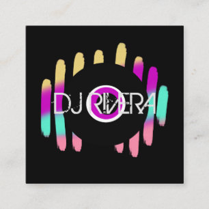 DJ ビジネス ミュージック プロデューサー ネオンとブラック スクエア名刺